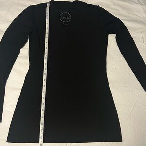 INC International Concepts Black Fitted Sheer Sleeve Blouse